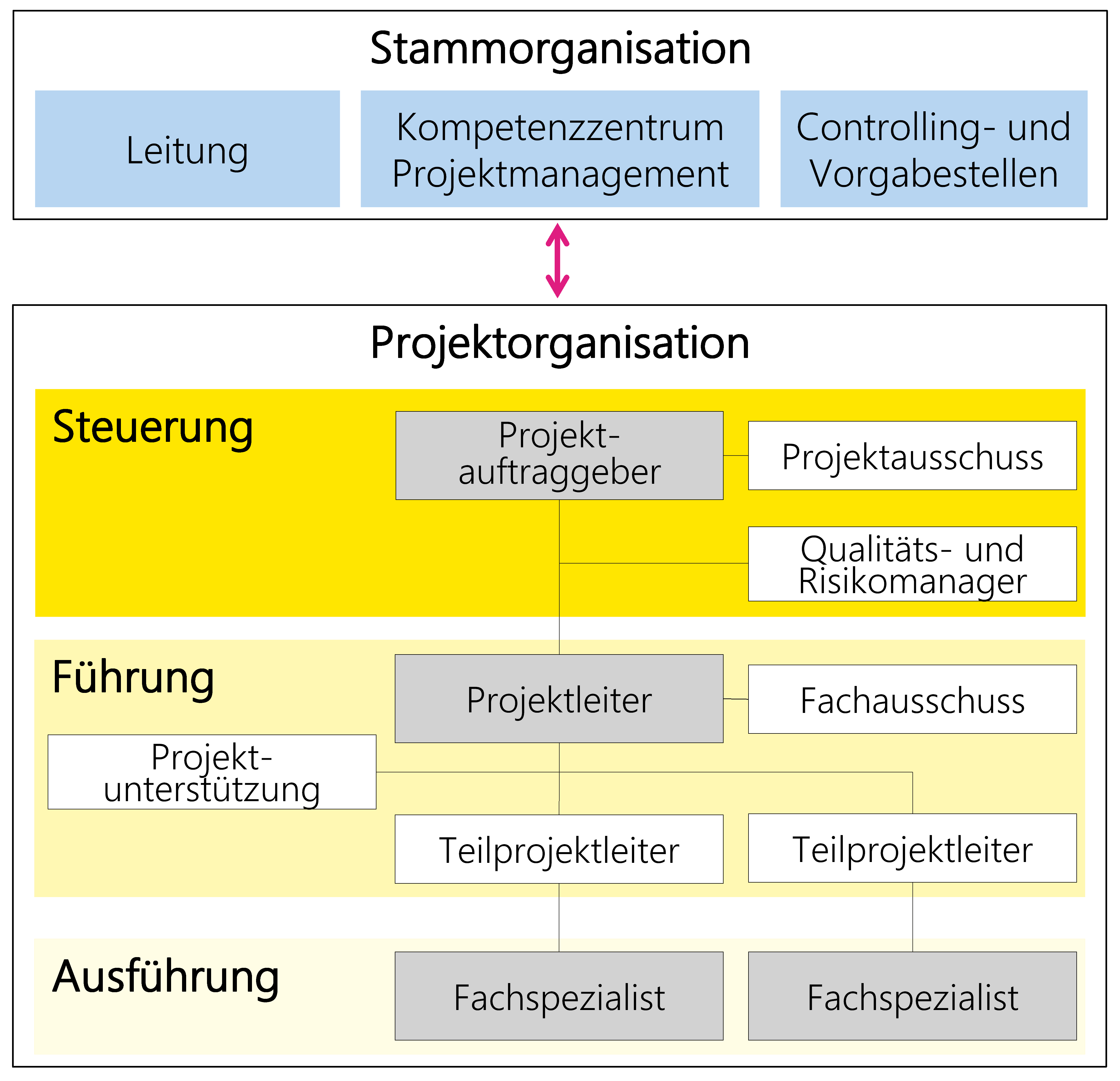 Abbildung 20: Beispiel einer Projektorganisation mit verschiedenen Rollen